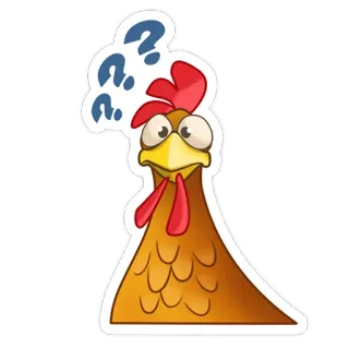 ❓ kurczak, zwierzę, znaki zapytania, zmieszany, myślący, ptak, drób telegram sticker