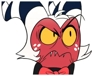 😤 Moxxie Helluva Boss Helluva Boss, Мокси, Мультфильм, Бес, Злой, Красный, Белый telegram sticker