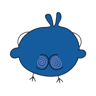 🍑 Dibujo animado, Pájaro, Azul, Ojos en espiral, Divertido whatsapp sticker