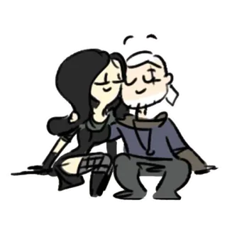 ❤️ cartoon, kiss, couple, love, romance, characters telegram sticker