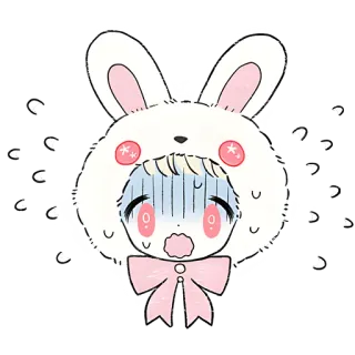 😳 thỏ, dễ thương, anime, sticker, kawaii, hoạt hình telegram sticker