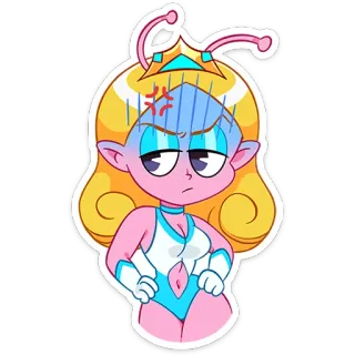 😒 Alien, Dibujo animado, Enojado, Personaje, Chica telegram sticker