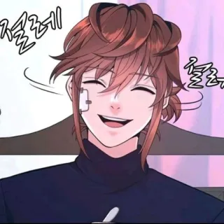 🔷 절로레 Anime, Dessin animé, Sourire, Joyeux, Homme telegram sticker