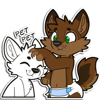 🥰 PET PET furry, petting, diaper, cute, wolf, anthropomorphic, affectionate telegram sticker