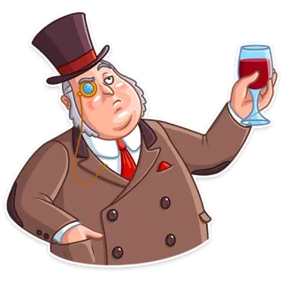 🧐 부자, 신사, 와인, 외알경, 만화 telegram sticker