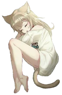 😴 девочка-кошка, аниме, спящий, милый, неко telegram sticker