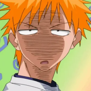 🍁 Ichigo Kurosaki Bleach Anime, Manga, Ichigo, Ichigo Kurosaki, Bleach, Divertente, Espressione telegram sticker
