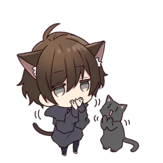 😉 Аниме, Кот, Каваий, Милый, Чиби telegram sticker