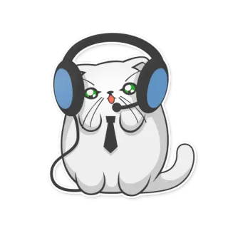🎶 kucing, headset, binatang, kartun, kantor, dasi whatsapp sticker