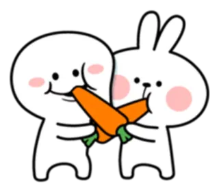🥕 carotte, lapin, mignon, kawaii, autocollant, dessin animé, partage telegram sticker