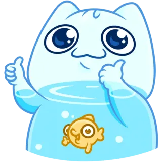 👍 만화, 물고기, 귀여운, 애완 동물, 동물, 마스코트, 쾌활한, 엄지 척 telegram sticker