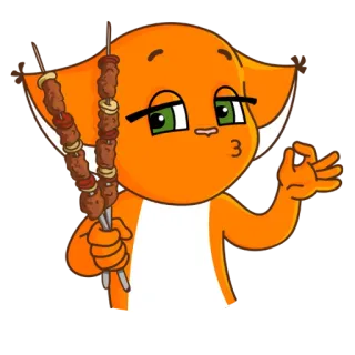 🍖 cibo, spiedino, cartone animato, personaggio, ok, carne telegram sticker