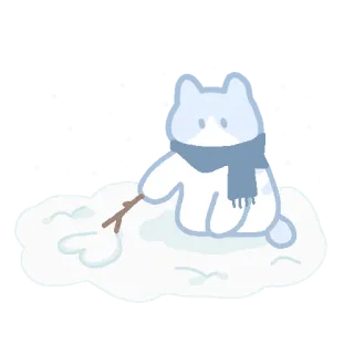 ☁️ chat, neige, écharpe, mignon, hiver, dessin whatsapp sticker