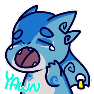 💤 YAWM Cartoon, Tier, Monster, Blau, Müde, Gähnen, Schläfrig whatsapp sticker