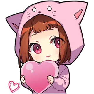 🫶 adesivo, kawaii, anime, cuore, gatto, carino telegram sticker