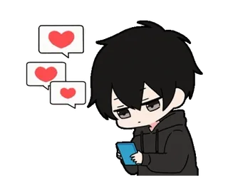 ❤️ Anime, Junge, Herzen, Soziale Medien, Handy, Cartoon whatsapp sticker