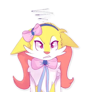 🎀 สติกเกอร์, การ์ตูน, ตัวละคร, โกรธ, น่ารัก, สีเหลือง, โบว์, ตัวการ์ตูน telegram sticker