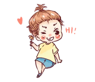 ✋ hmm? cartoon, cute, child, happy, playful telegram sticker