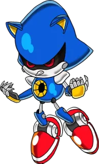 😡 Metal Sonic robot, Sonic, karakter video game, metal, biru, merah, penjahat telegram sticker