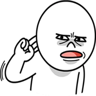 👂 cartone animato, personaggio, gesto, infastidito, omino stilizzato telegram sticker