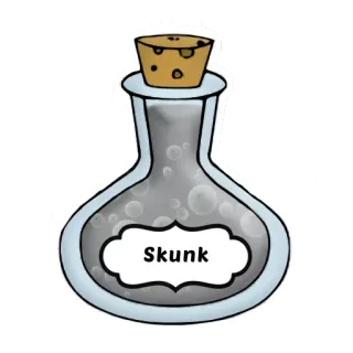 🐾 Skunk skunk, potion, bottle, liquid, cartoon, animal, funny telegram sticker