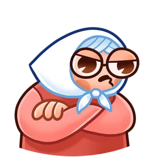 🙄 nonna, anziana, brontolo, vecchia, cartone animato, adesivo whatsapp sticker