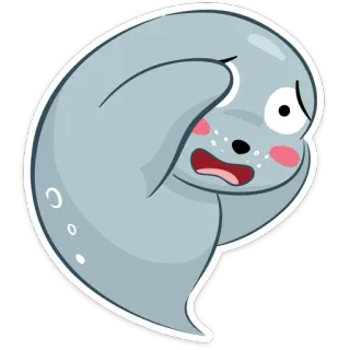 😵 Мультфильм, Тюлень, Грустный, Эмоция, Животное, Милый telegram sticker