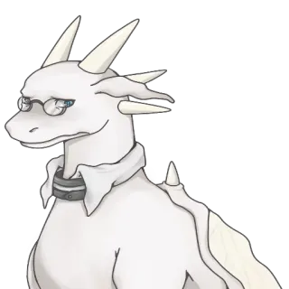 😢 มังกร, มานุษยรูปนิยม, แว่นตา, สีขาว telegram sticker