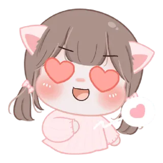😍 kawaii, schattig, meisje, liefde, hartjesogen, cartoon telegram sticker