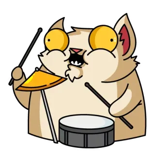 😐 cat, drums, music, cartoon, animal telegram sticker