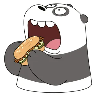 🍔 Panda We Bare Bears panda, beruang, makan, sandwich, kartun, makanan telegram sticker