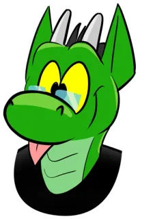 😜 용, 만화, 초록색, 안경, 미소, 동물, 마스코트, 파충류 telegram sticker