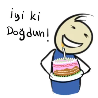 🎂 İyi ki Doğdun! anniversaire, gâteau, bonhomme allumette, joyeux anniversaire telegram sticker