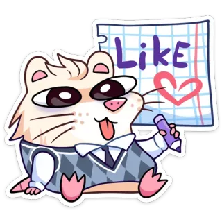 ❤️ Like hamster, animal, cartoon, cute, school, like, positive telegram sticker