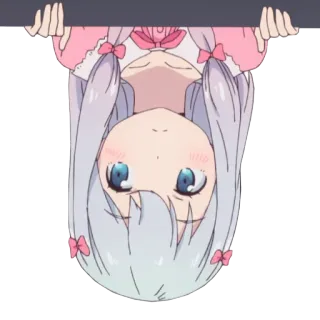 👩 动漫, 角色, 卡通, 可爱, 悬挂, 倒挂 telegram sticker