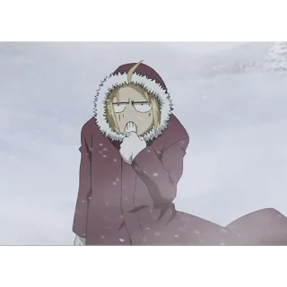 ❄ Edward Elric Fullmetal Alchemist anime, character, winter, snow, cartoon, fullmetal alchemist, edward elric telegram sticker