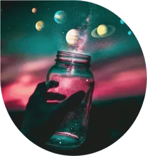 ✨ planets, galaxy, jar, universe, space, celestial, stars telegram sticker