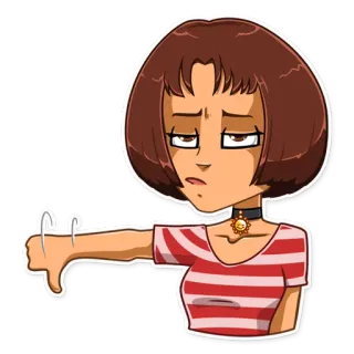 👎 不喜欢, 踩, 卡通, 女人, 负面 telegram sticker