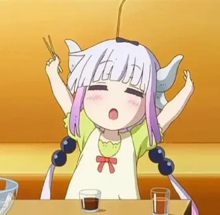 🍡 Kanna Kamui Miss Kobayashi's Dragon Maid kanna, kanna kamui, dragon maid, anime, mignon, chibi telegram sticker