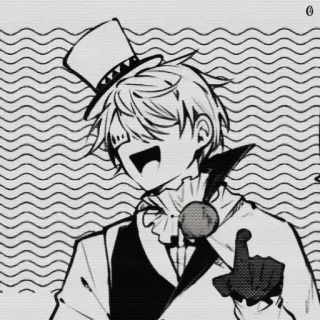 👉 anime, manga, character, monochrome, hat, gloves telegram sticker