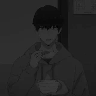💸 anime, eating, man, portrait whatsapp sticker