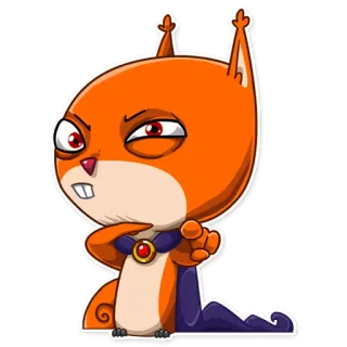 😠 wiewiórka, kreskówka, zły, peleryna, postać telegram sticker
