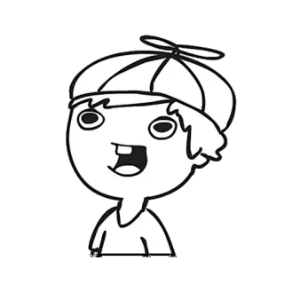😄 desenho animado, menino, chapéu, hélice, personagem, engraçado, bobo telegram sticker