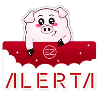 ‼️ ALERTA Schwein, Achtung, Warnung, niedlich, Cartoon telegram sticker