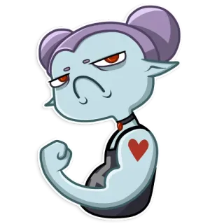 💪 Cartone animato, Ragazza, Muscoli, Cuore, Sticker, Vampiro whatsapp sticker