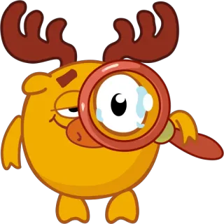 🔎 alce, dibujos animados, animal, personaje, lindo, lupa whatsapp sticker