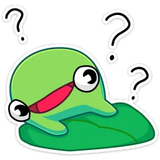 ❓ domanda, verde, blob, confuso, pensieroso, cartone animato, sticker telegram sticker