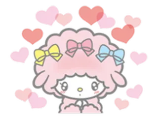 💕 fofo, kawaii, ovelha, corações, laços telegram sticker