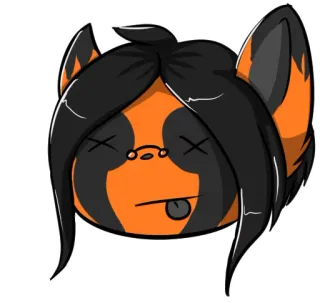 😵 Cartoon, Tot, Tier, Zunge, Orange, Schwarz, Fell telegram sticker
