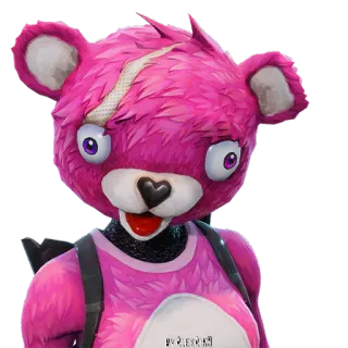 😘 Cuddle Team Leader Fortnite urso rosa, Fortnite, Líder da Equipe Aconchego, video game, personagem, ursinho de pelúcia telegram sticker